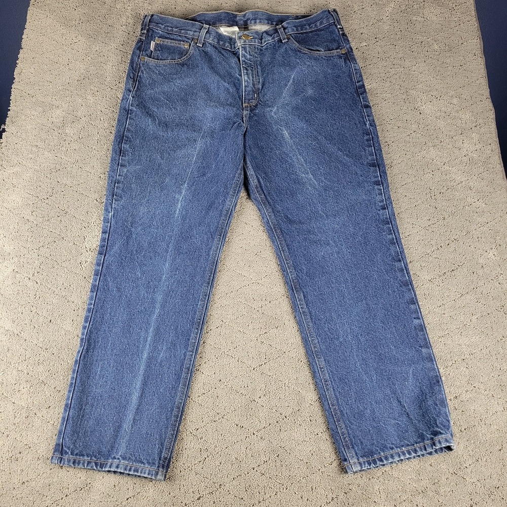 Carhartt‎ Jeans Mens 40x30 Blue Traditional Fit Straight Leg Workwear B180 PRW
